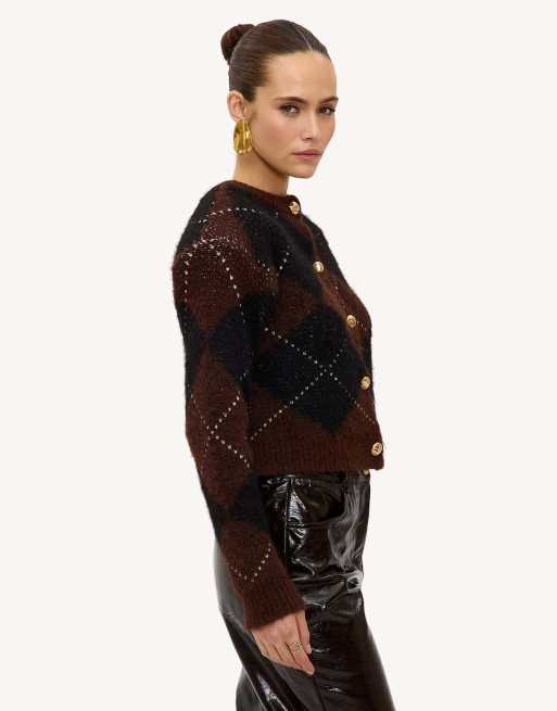 Loavies Be the bonfire spark cardigan in brown, 3 of 4