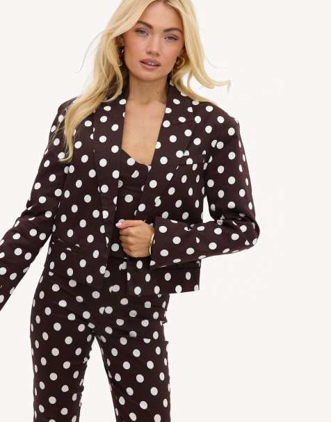 Loavies Blissful breeze polka dot blazer in dark brown - view 1