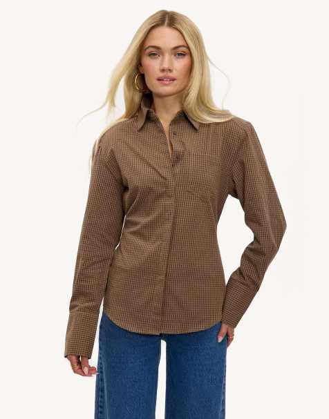 Loavies Campfire currents button blouse in brown - view 1