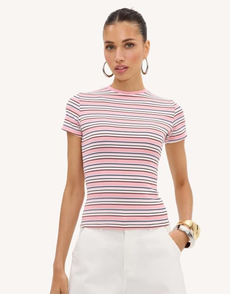 Loavies Cherish you light pink short-sleeved shirt with stripes in light pink