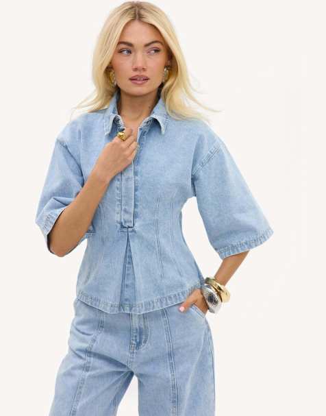Loavies Come find me denim blouse in blue - view 1