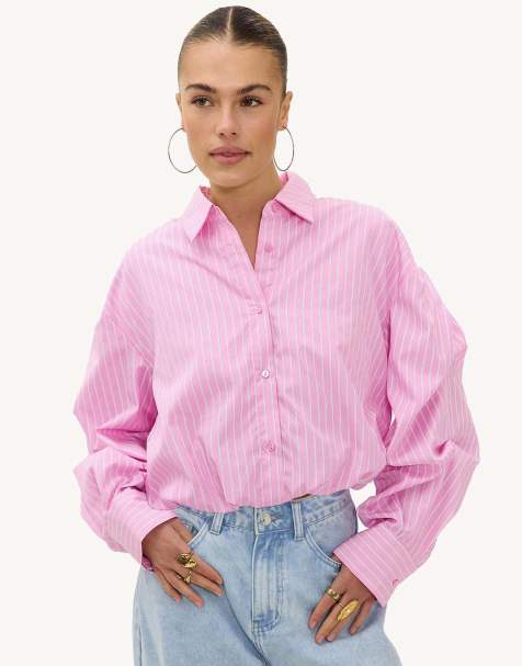 Loavies create your spring cropped striped blouse in light pink - view 1
