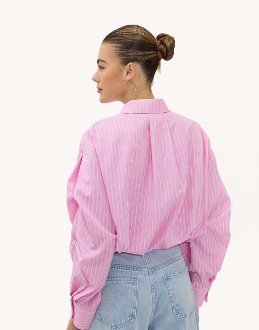 Loavies create your spring cropped striped blouse in light pink, 2 of 4