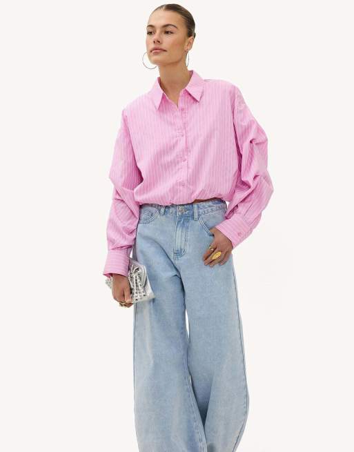 Loavies create your spring cropped striped blouse in light pink, 3 of 4