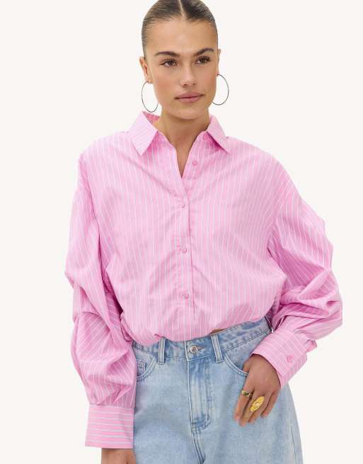 Loavies create your spring cropped striped blouse in light pink, 4 of 4