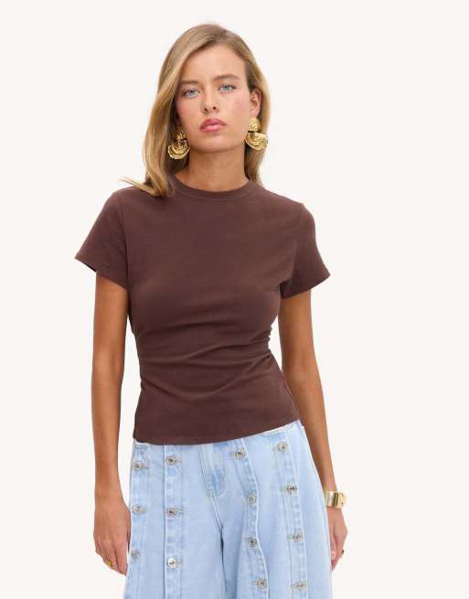 Loavies Crown of confidence open-back top in brown, 3 of 4