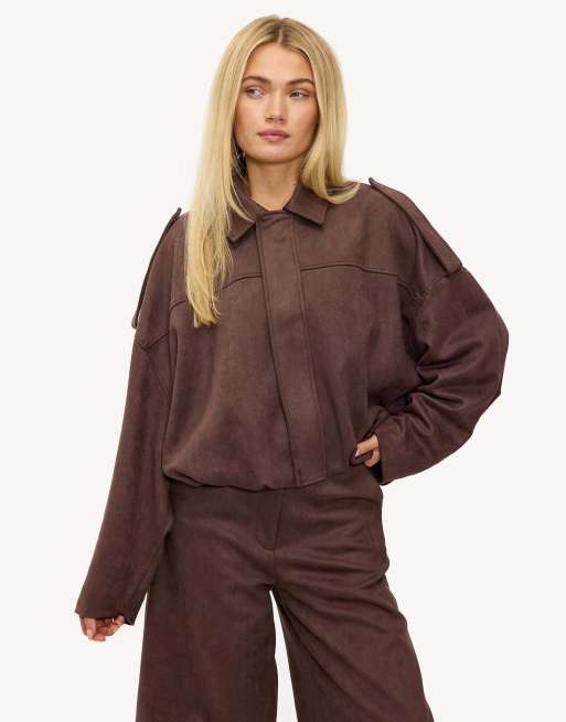 Loavies Dazzling delight bomber jacket in brown, 3 of 4