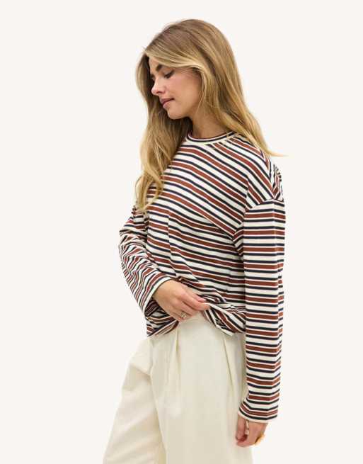 Loavies Endless summer love striped shirt in white, 3 of 4