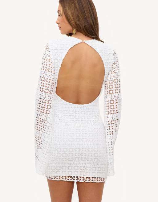 Loavies Endless summer nights dress with crochet pattern and slip in white, 4 of 4