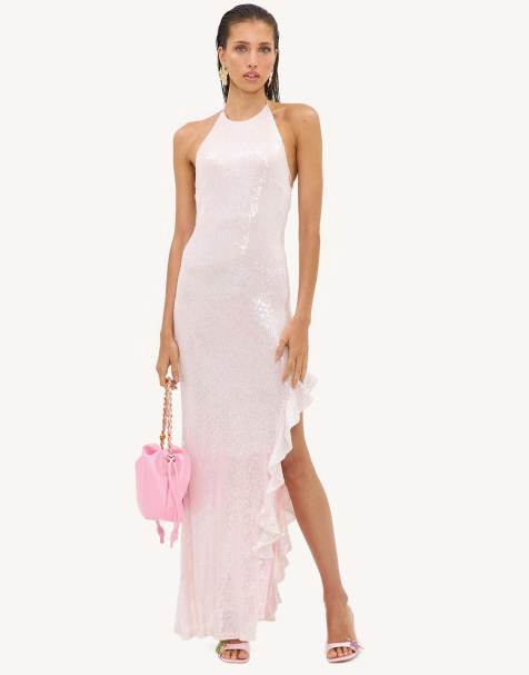 Loavies Glimmering moments light pink maxi dress with sequins in light pink
