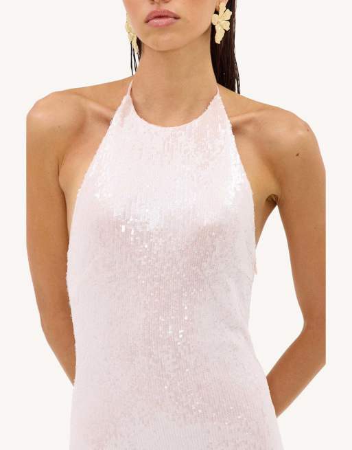 Loavies Glimmering moments light pink maxi dress with sequins in light pink, 2 of 4