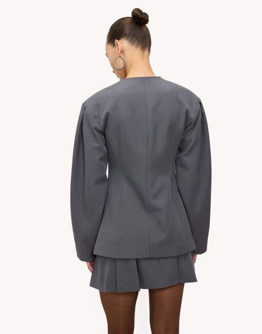 Loavies Golden winter light blazer in grey, 3 of 4