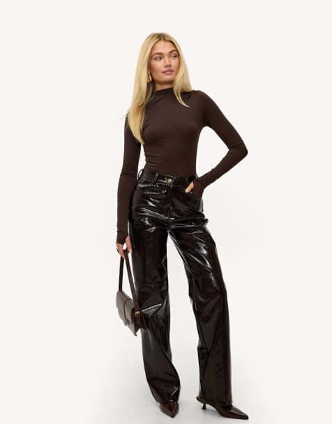 Loavies Honeyed twilight bodysuit with high neck in dark brown - view 1