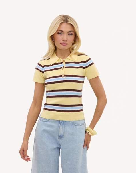 Loavies Inspired by love yellow striped polo shirt in yellow - view 1
