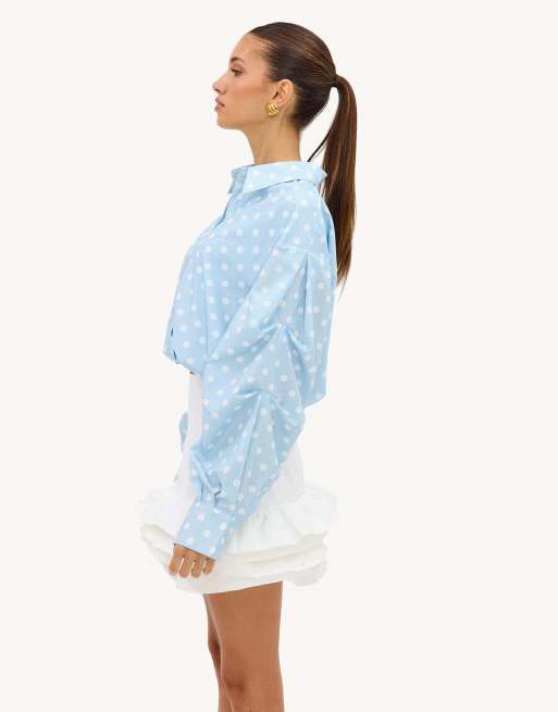 Loavies Let spring begin light blue polka-dot blouse in light blue, 2 of 4