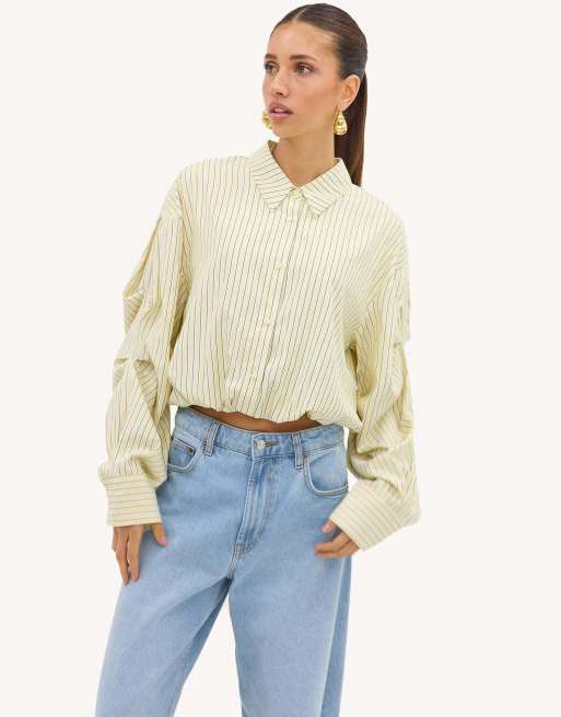 Loavies Let spring begin striped blouse in light yellow, 2 of 4