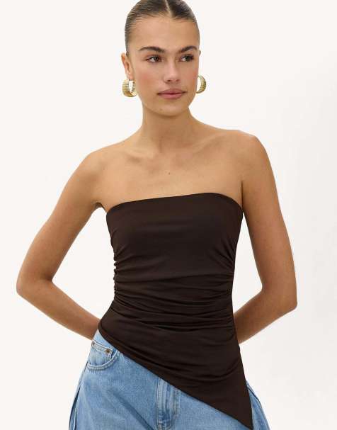Loavies lit with love strapless top in brown - view 1