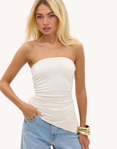 Loavies Lit with love strapless top in off-white