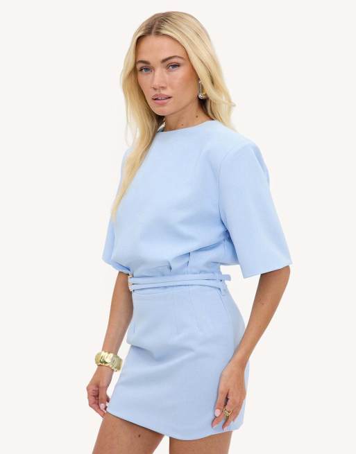 Loavies Living out loud dress with belts in blue, 3 of 4