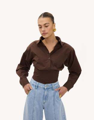 Loavies Luminous desire brown tailored blouse in dark brown