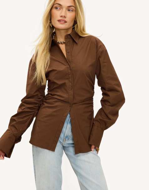 Loavies Magical autumn button blouse in brown - view 1