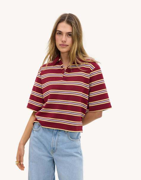 Loavies Majestic temptation bordeaux striped polo in bordeaux - view 1