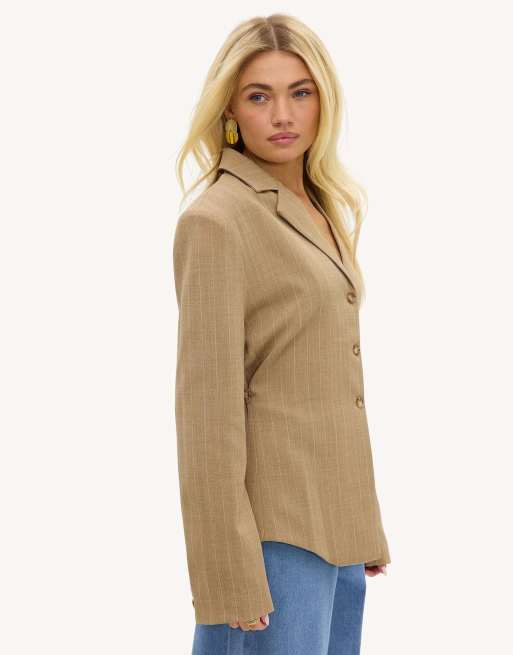 Loavies Make it blossom blazer in camel, 3 of 4