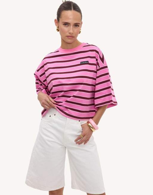 Loavies Meant to be mine short-sleeved shirt with stripes in pink, 2 of 4