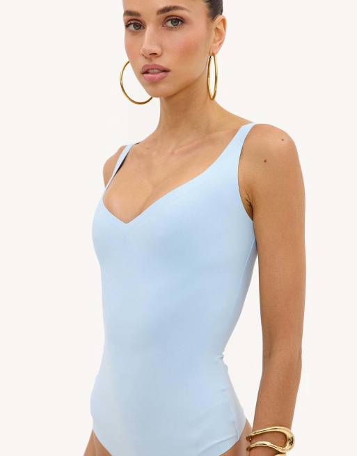 Loavies Moonlight mood light blue fitted bodysuit in light blue, 2 of 5