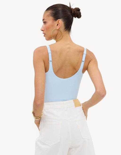 Loavies Moonlight mood light blue fitted bodysuit in light blue, 3 of 5