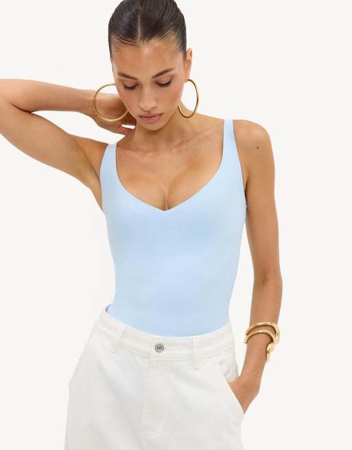 Loavies Moonlight mood light blue fitted bodysuit in light blue, 4 of 5