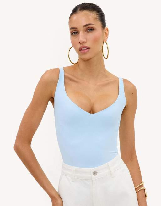 Loavies Moonlight mood light blue fitted bodysuit in light blue, 5 of 5