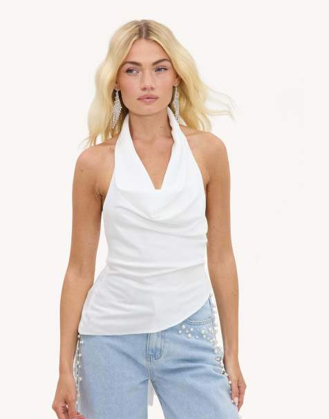 Loavies Mystic meadow halter top with a bow in white - view 1