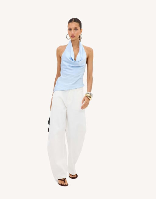 Loavies Mystic meadow light blue halter top with a bow in light blue, 3 of 4