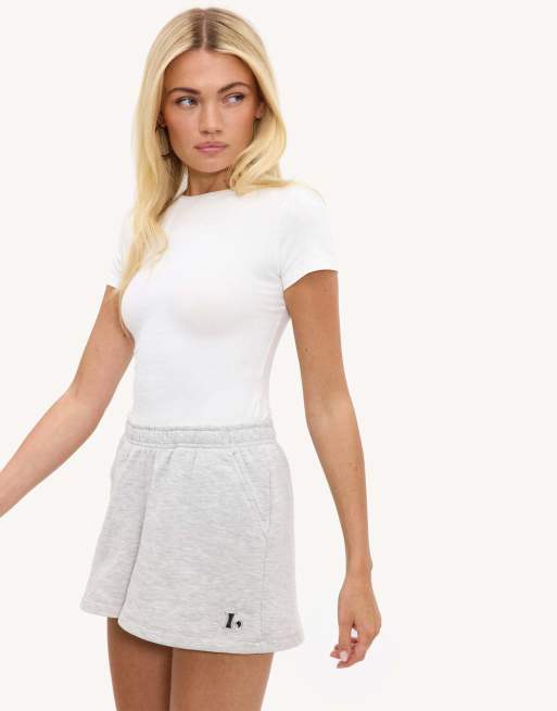 Loavies Never look back gray shorts with silver logo in grey, 2 of 4