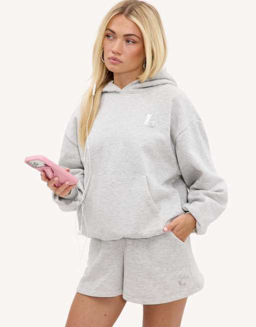 Loavies Never look back gray shorts with silver logo in grey, 3 of 4