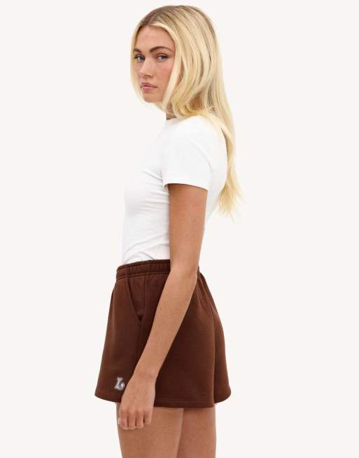 Loavies Never look back shorts with silver logo in brown, 2 of 4