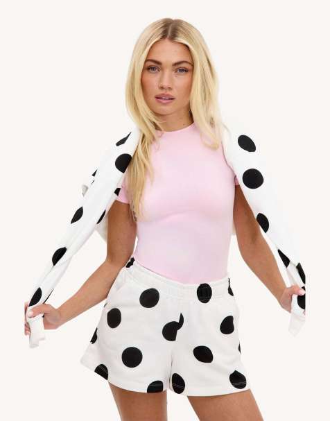 Loavies Never look back white shorts with black polka dots in black - view 1