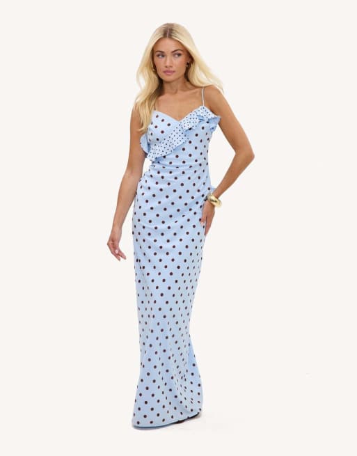 Loavies Perfect rhythm maxi dress with black polka dots in brown, 3 of 4