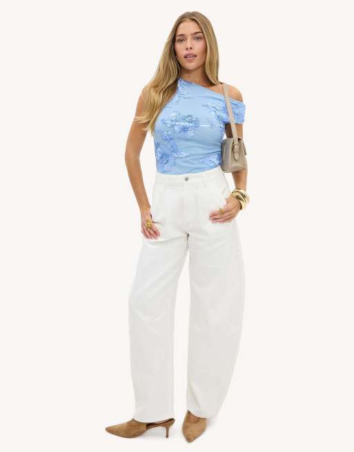 Loavies Polished grace top with floral detail in light blue, 2 of 4