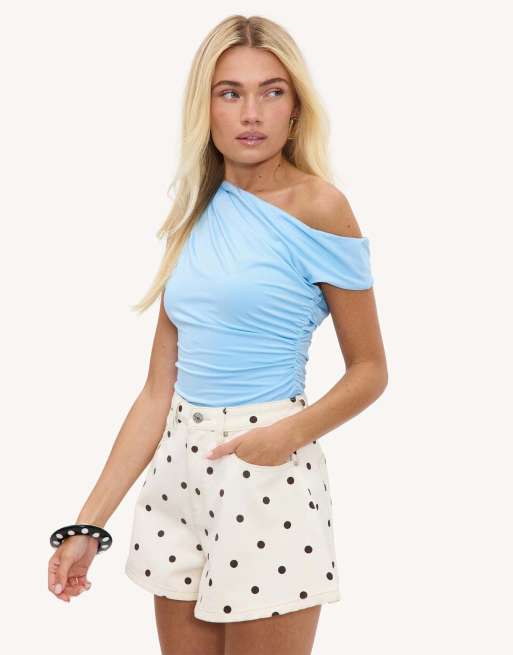Loavies Ready for anything off-white shorts with brown polka dots in brown, 4 of 5