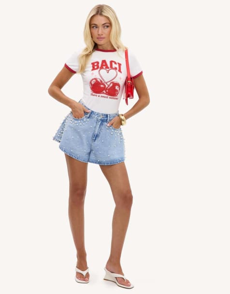 Loavies Ready for anything shorts with pearl details in blue - view 1