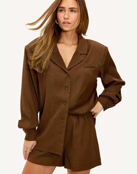 Loavies Retro flavour button blouse in brown - view 1