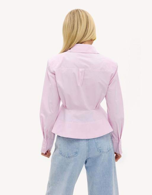 Loavies Rosé mornings fitted blouse in light pink, 3 of 4