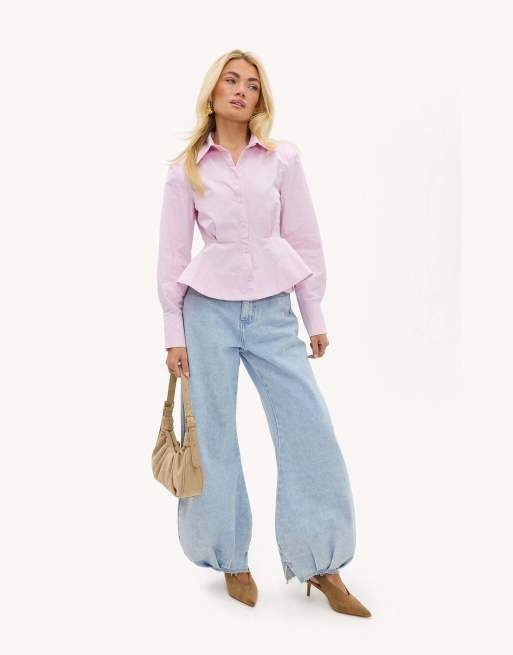 Loavies Rosé mornings fitted blouse in light pink, 4 of 4