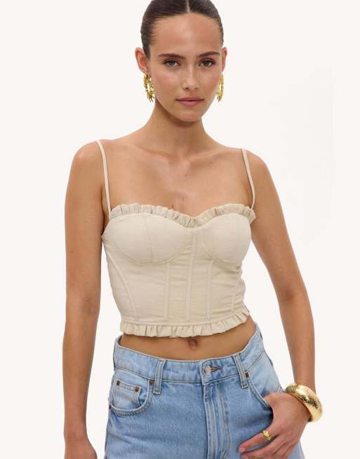 Loavies Siren's song top with a linen look in sand, 4 of 4