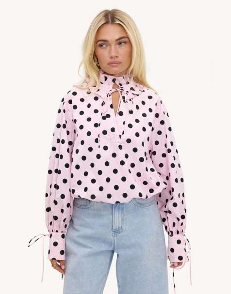 Loavies Spellbound soul pink polka-dot blouse in light pink