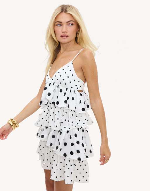 Loavies Starlit shores white mini dress with polka dots in white, 2 of 5