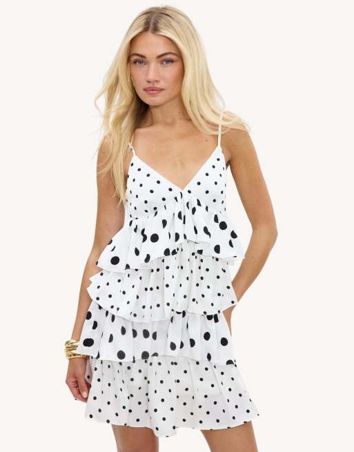 Loavies Starlit shores white mini dress with polka dots in white, 5 of 5