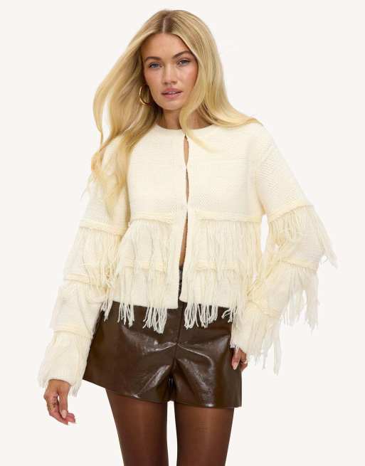 Loavies Stay with me tonight cardigan in cream, 3 of 4